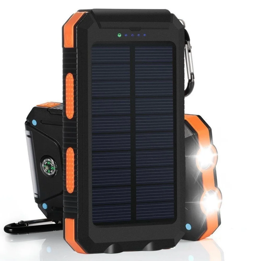 Dual USB DIY Solar Power Bank Case Kits Battery Charger External Box Flashlight